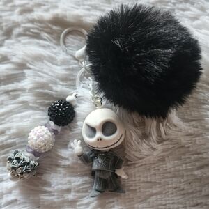 Jack Skellington Keychain With Black Pom Pom